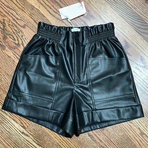 High waisted Black Leather Shorts
